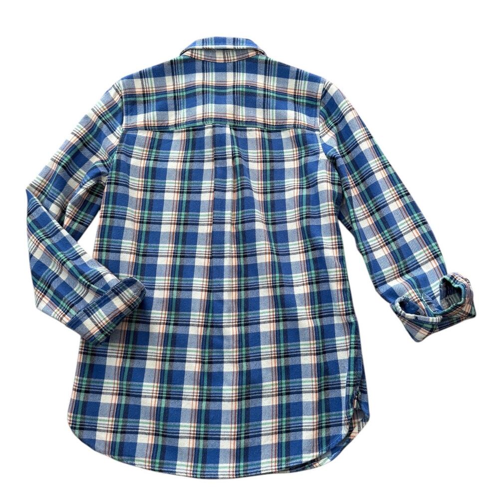 Madewell plaid flannel button down shirt blue & green small - Picture 4 of 12